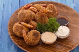 Chickpea Croquettes and Shrimp